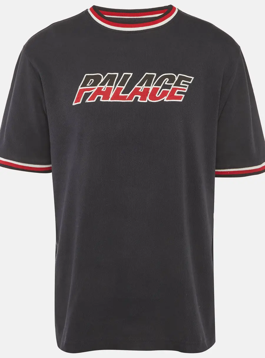 Palace Navy Blue Logo Embroidered Jersey Crew Neck T-Shirt XL