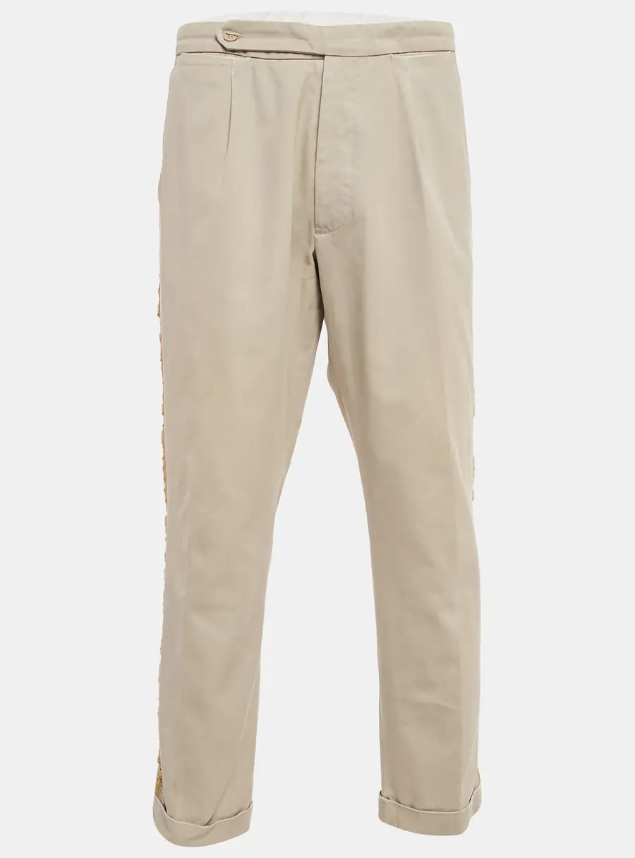 Palm Angels Cream Gabardine Side Stripe Trousers XXL