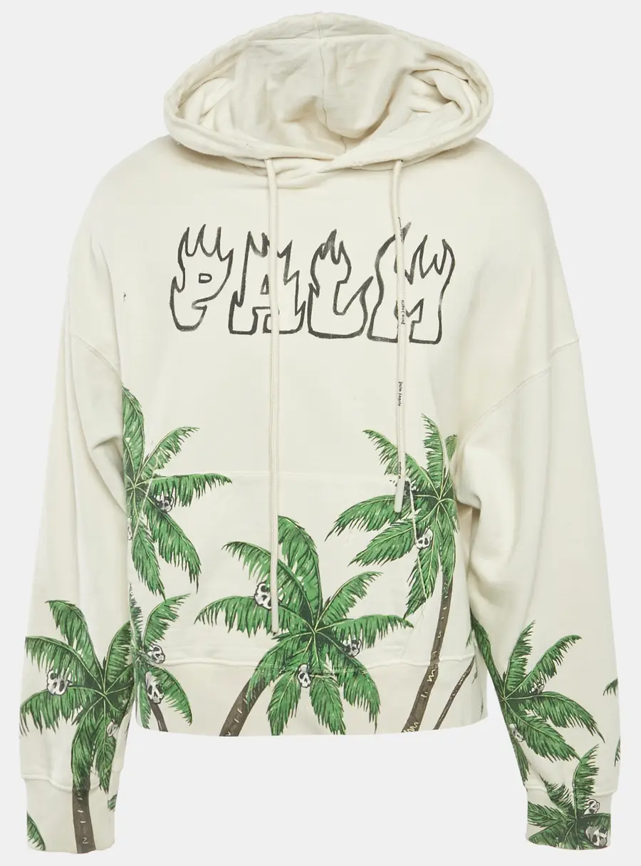 Palm Angels Beige Palma & Skull Print Cotton Sweatshirt M