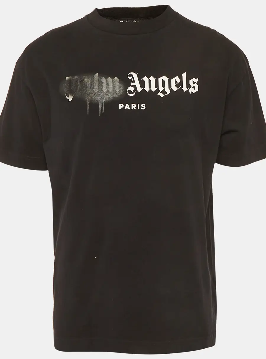 Palm Angels Black Logo Sprayed Jersey T-Shirt L