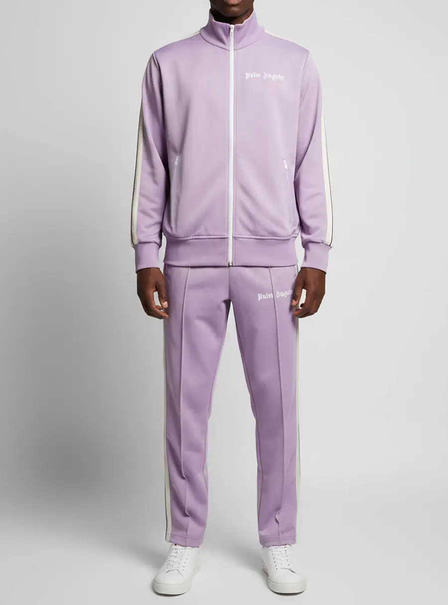 Palm Angels Purple Logo Print Jersey Stripe Detail Track Suit L/XL