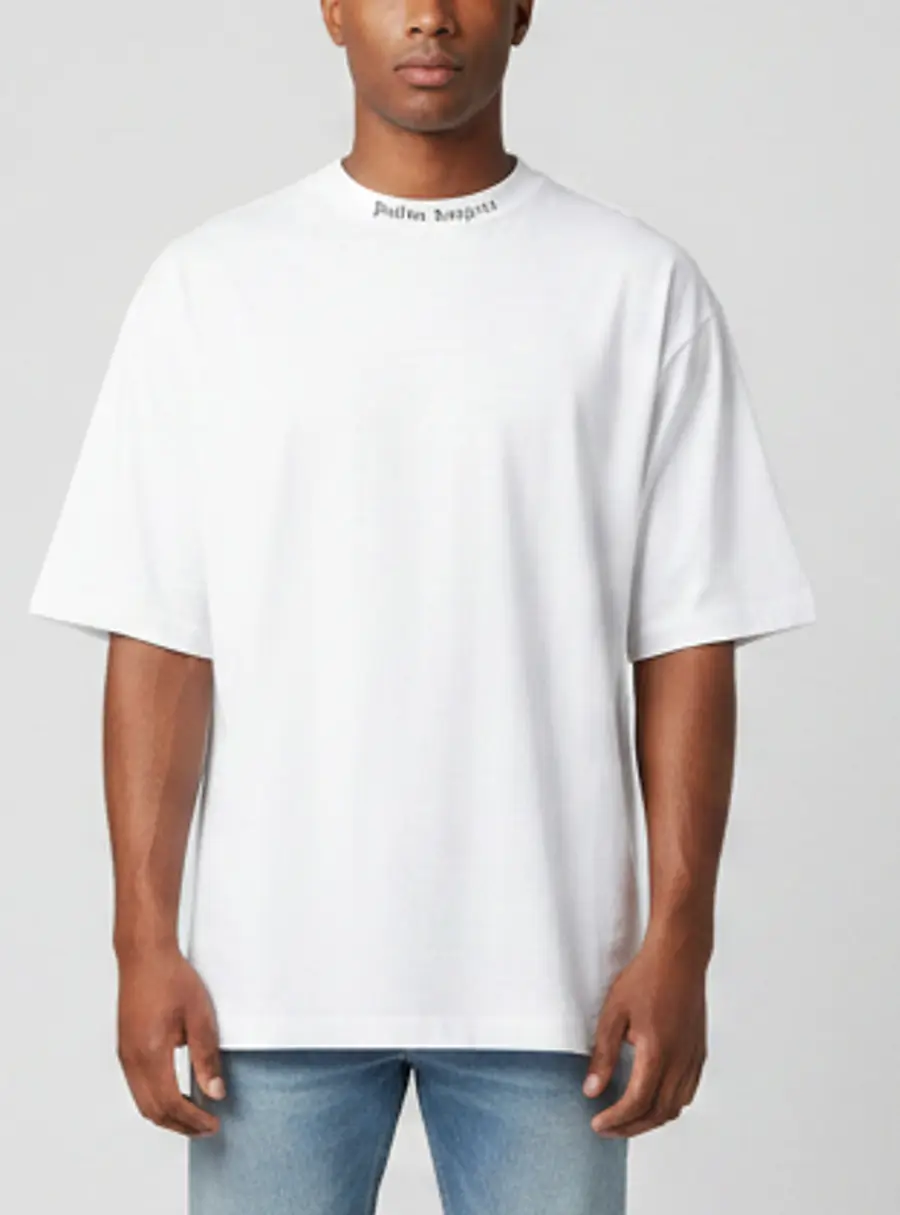 Palm Angels White Printed Cotton Crewneck T-Shirt S