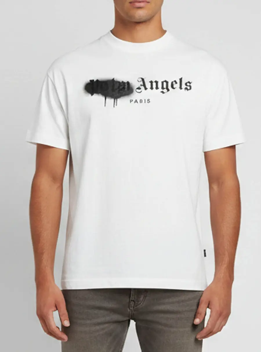 Palm Angels Spray Logo Print Jersey Crewneck T-Shirt XS