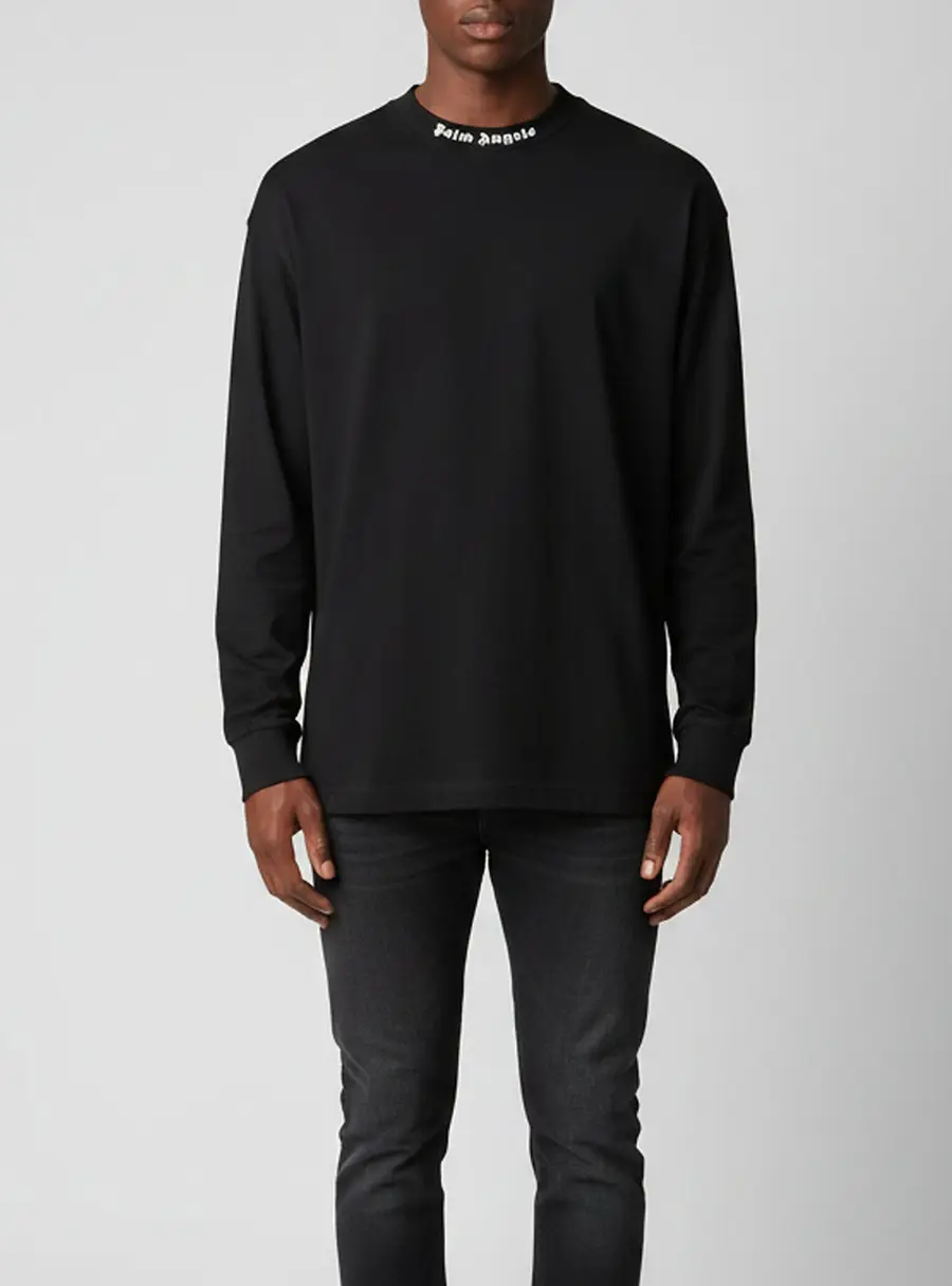 Palm Angels Black Printed Jersey Crewneck T-Shirt L