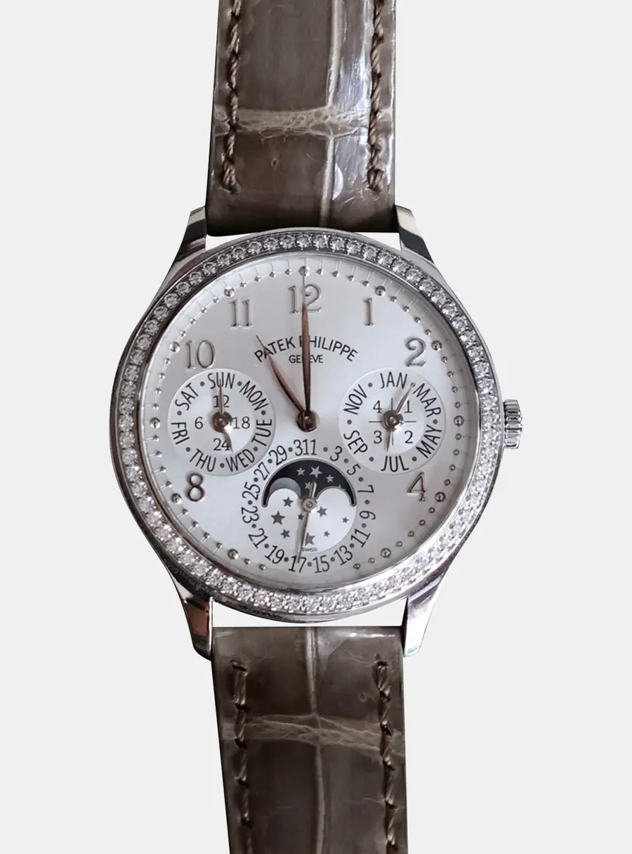 Patek Philippe Perpetual Calendar 7140R-001 White Rose Gold, Diamond Automatic Men's Wristwatch 35mm