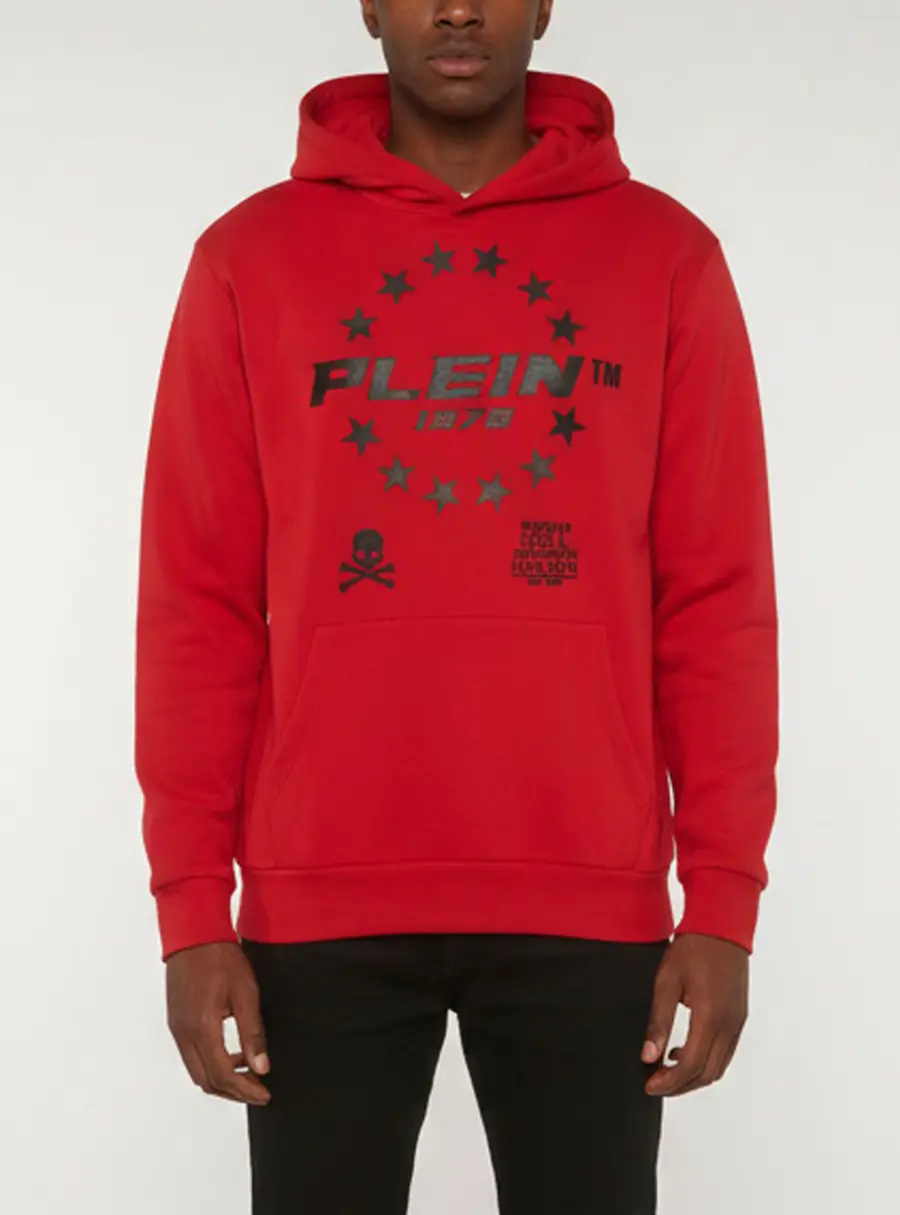 Philipp Plein Red Printed Jersey Long Sleeve Hoodie XL