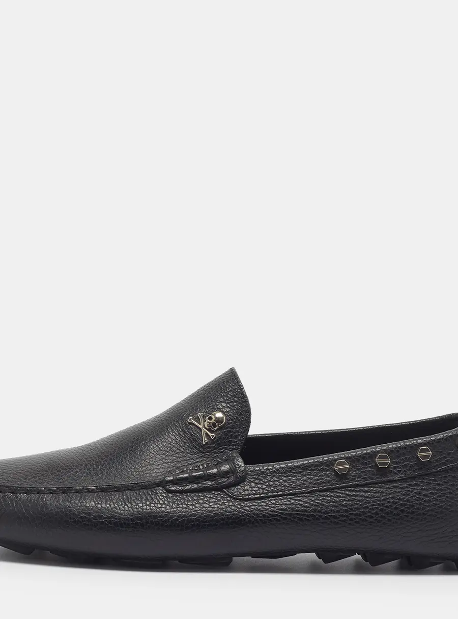 Philipp Plein Size 45 Black Leather Loafers