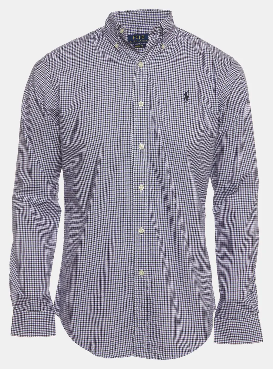 Polo Ralph Lauren Purple Logo Embroidered Checked Cotton Shirt S