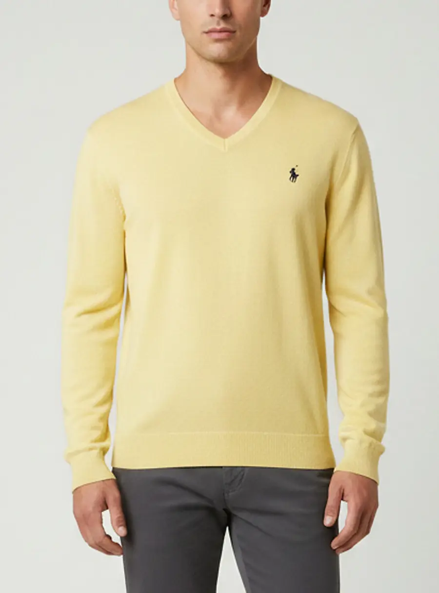 Polo Ralph Lauren Yellow V-Neck Long Sleeve Sweatshirt S