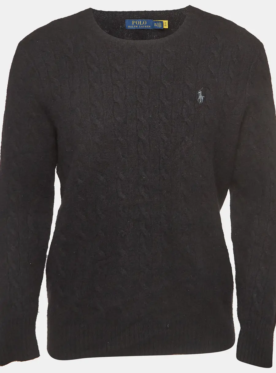 Polo Ralph Lauren Black Cable Knit Crew Neck Sweatshirt XXL