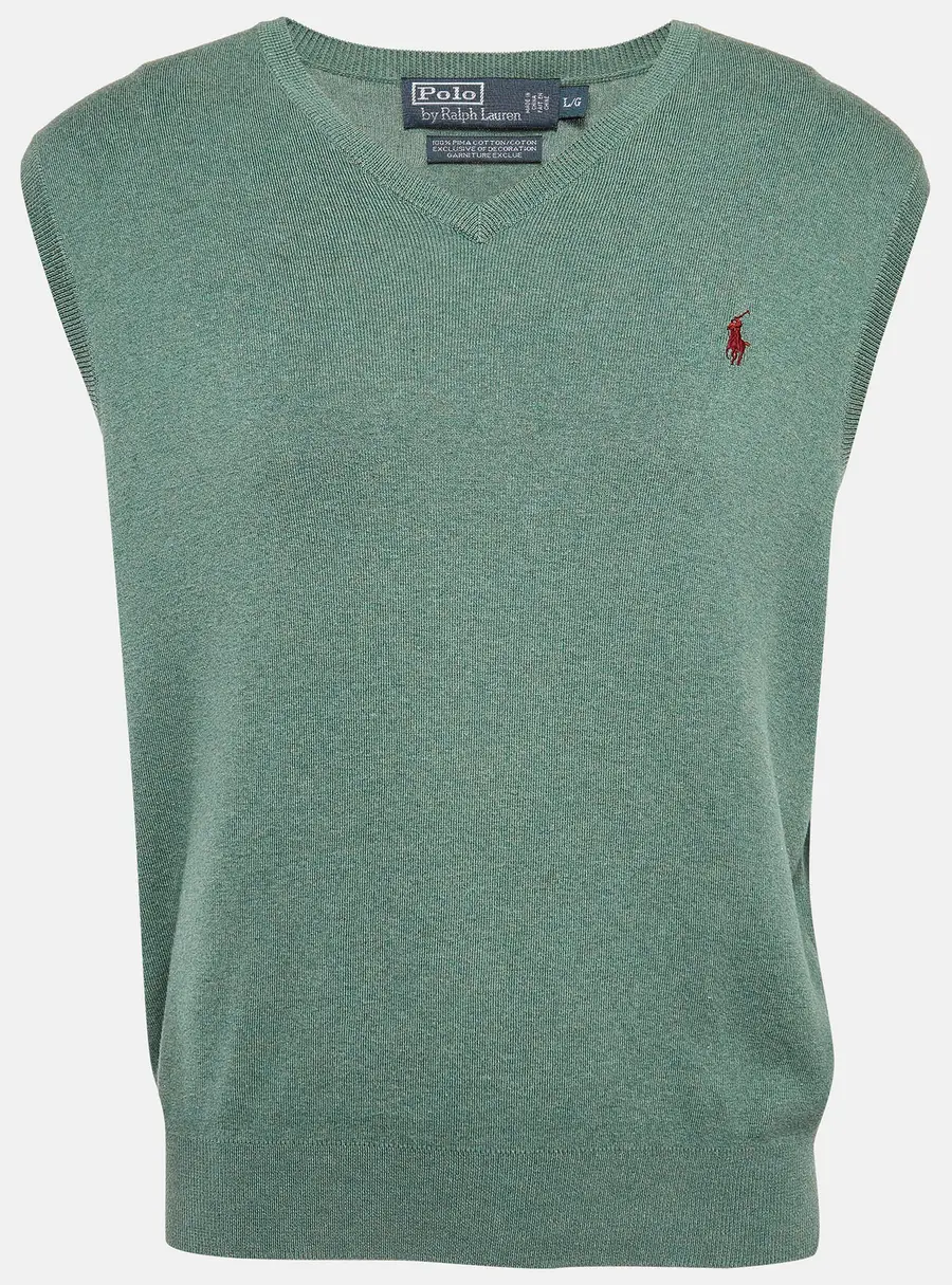 Polo Ralph Lauren Green Cotton Knit Sleeveless T-Shirt L
