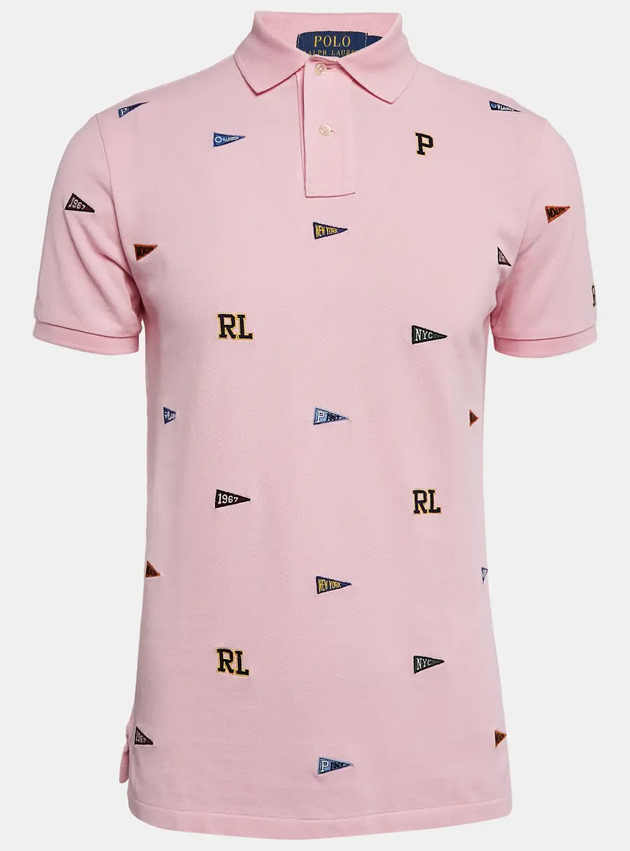 Polo Ralph Lauren Pink Embroidered Cotton Polo T-Shirt M