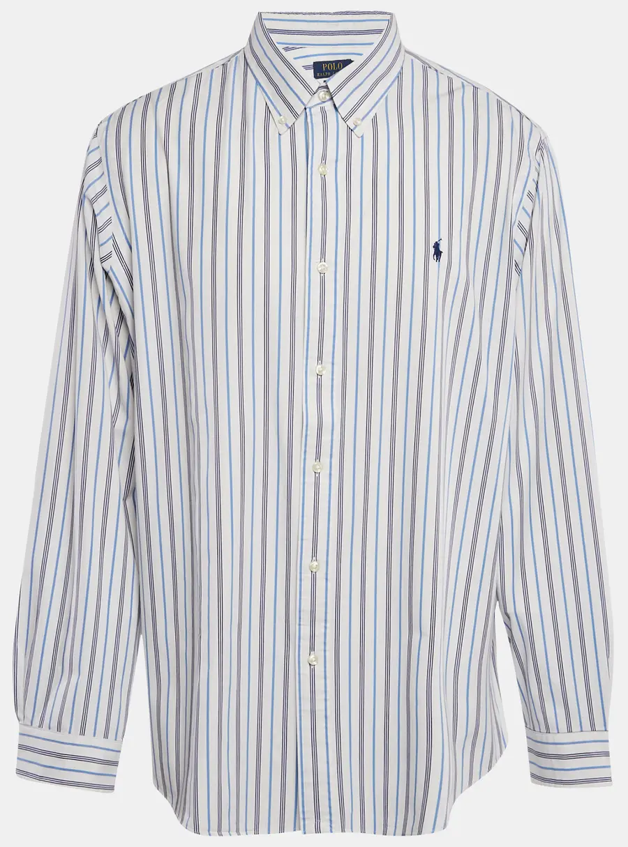 Polo Ralph Lauren White Stripe Cotton Classic Fit Shirt XXL