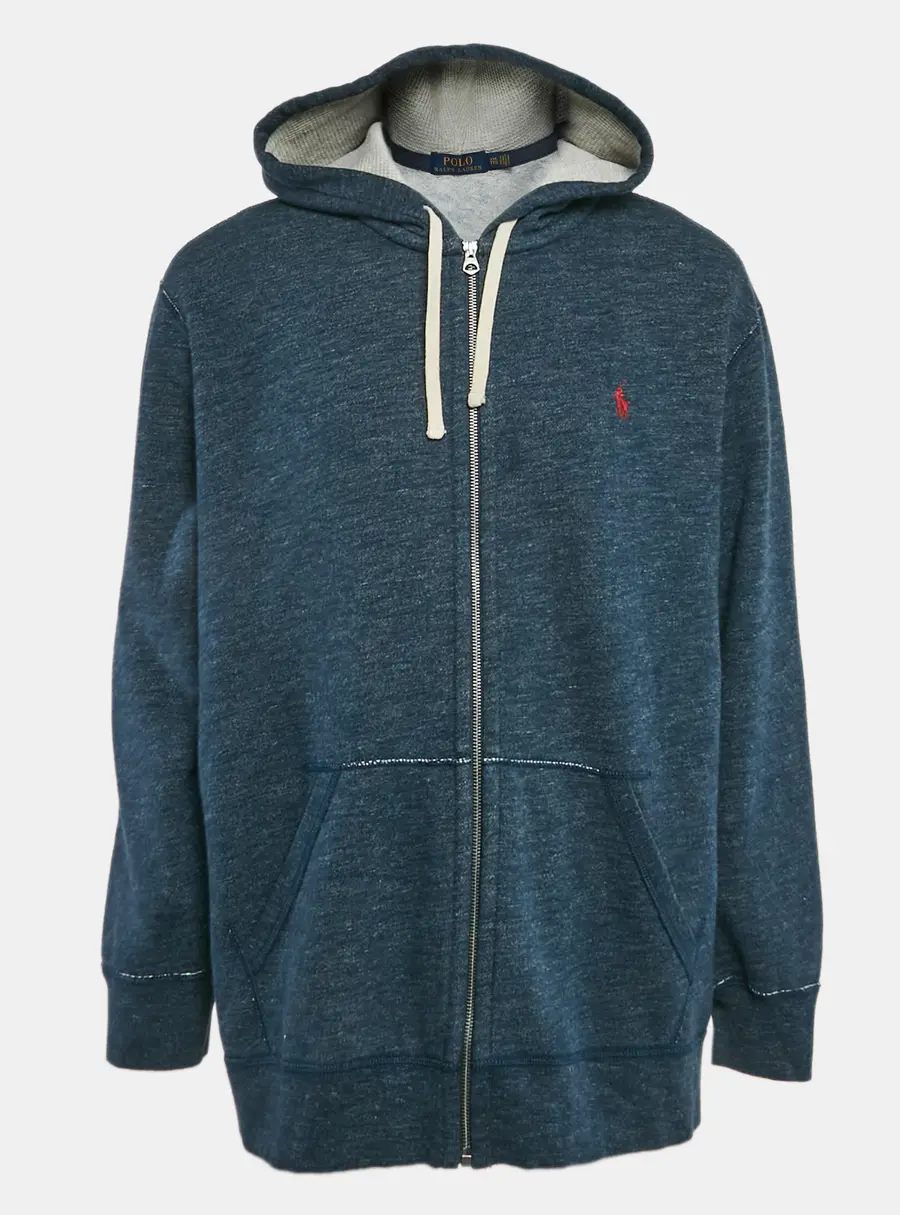 Polo Ralph Lauren Blue Cotton Zip-Up Hooded Sweatshirt XXL