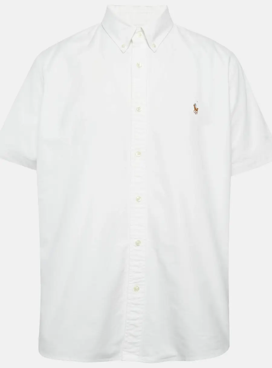 Polo Ralph Lauren White Cotton Half Sleeve Button Down Shirt XXL