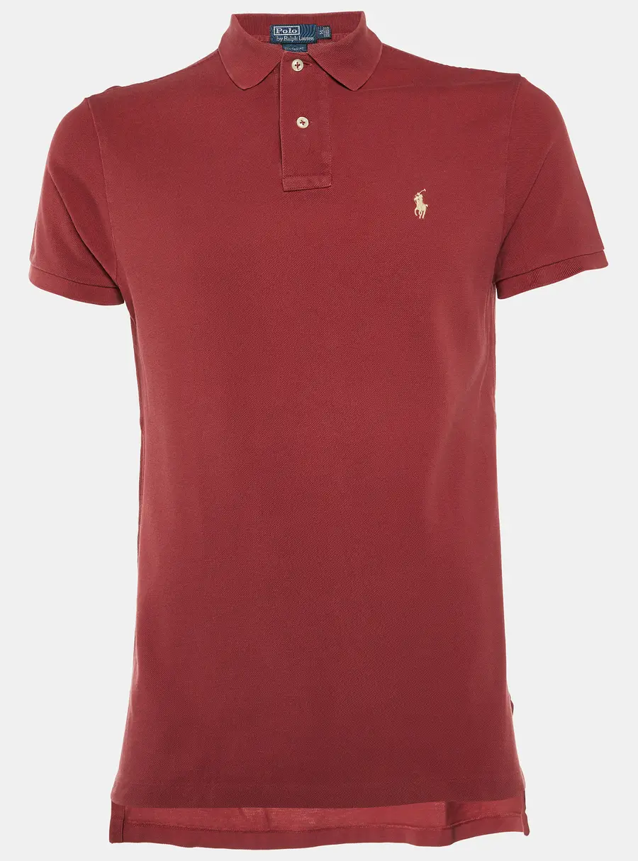 Polo Ralph Lauren Maroon Cotton Custom Fit Polo T-Shirt M