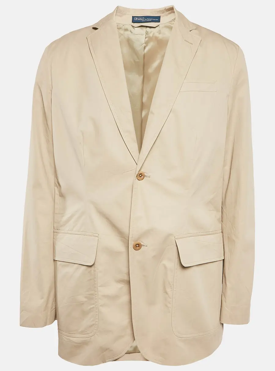 Polo Ralph Lauren Beige Cotton Single Breasted Blazer M