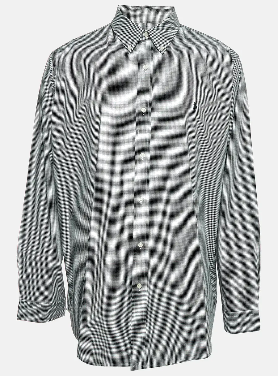 Polo Ralph Lauren Black/White Checks Cotton Classic Fit Shirt XXL