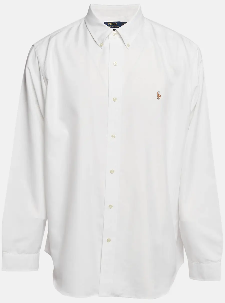 Polo Ralph Lauren White Synthetic Button Front Long Sleeve Shirt XXL