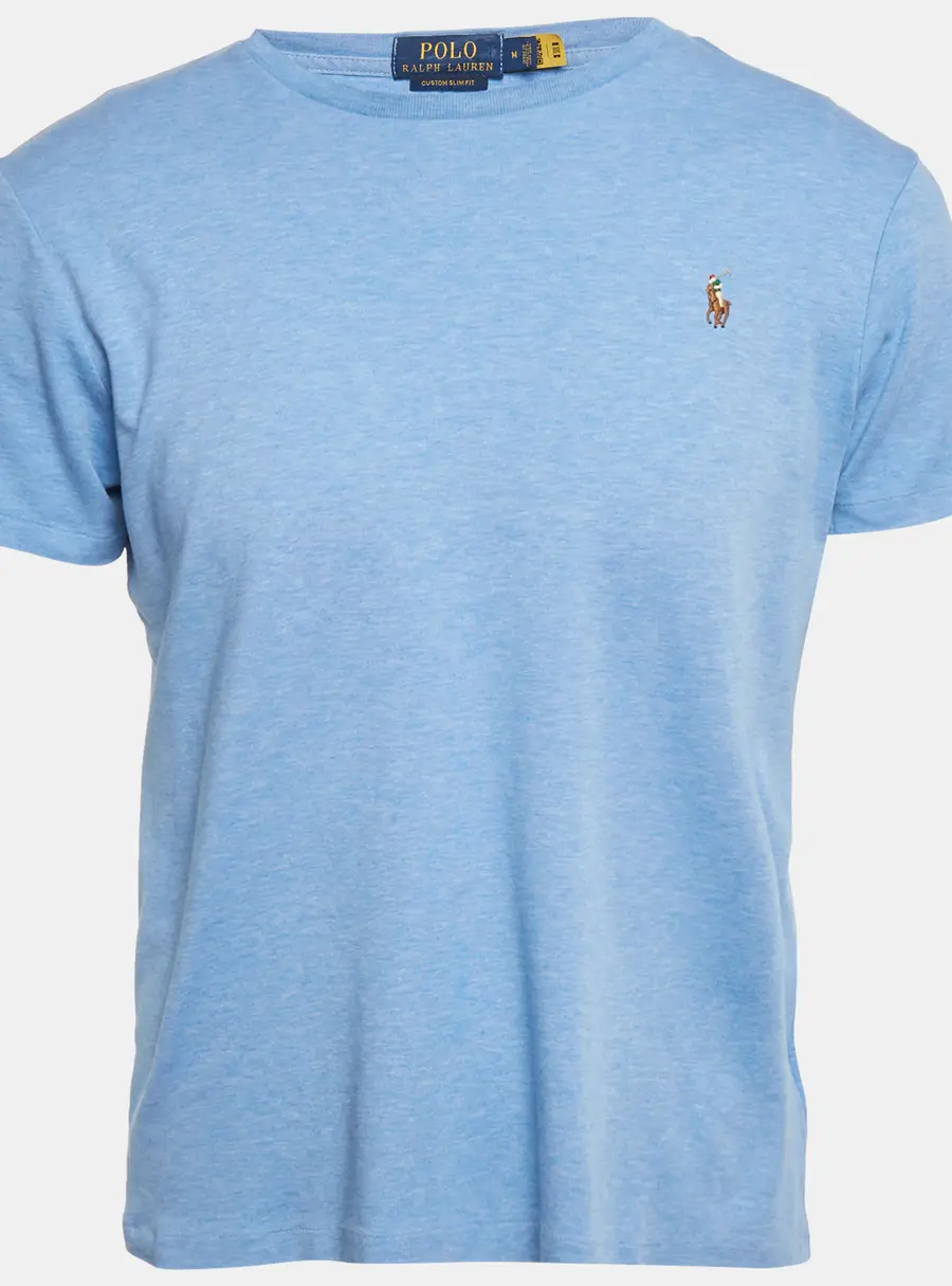Polo Ralph Lauren Blue Logo Embroidery Cotton Custom Slim Fit T-Shirt M