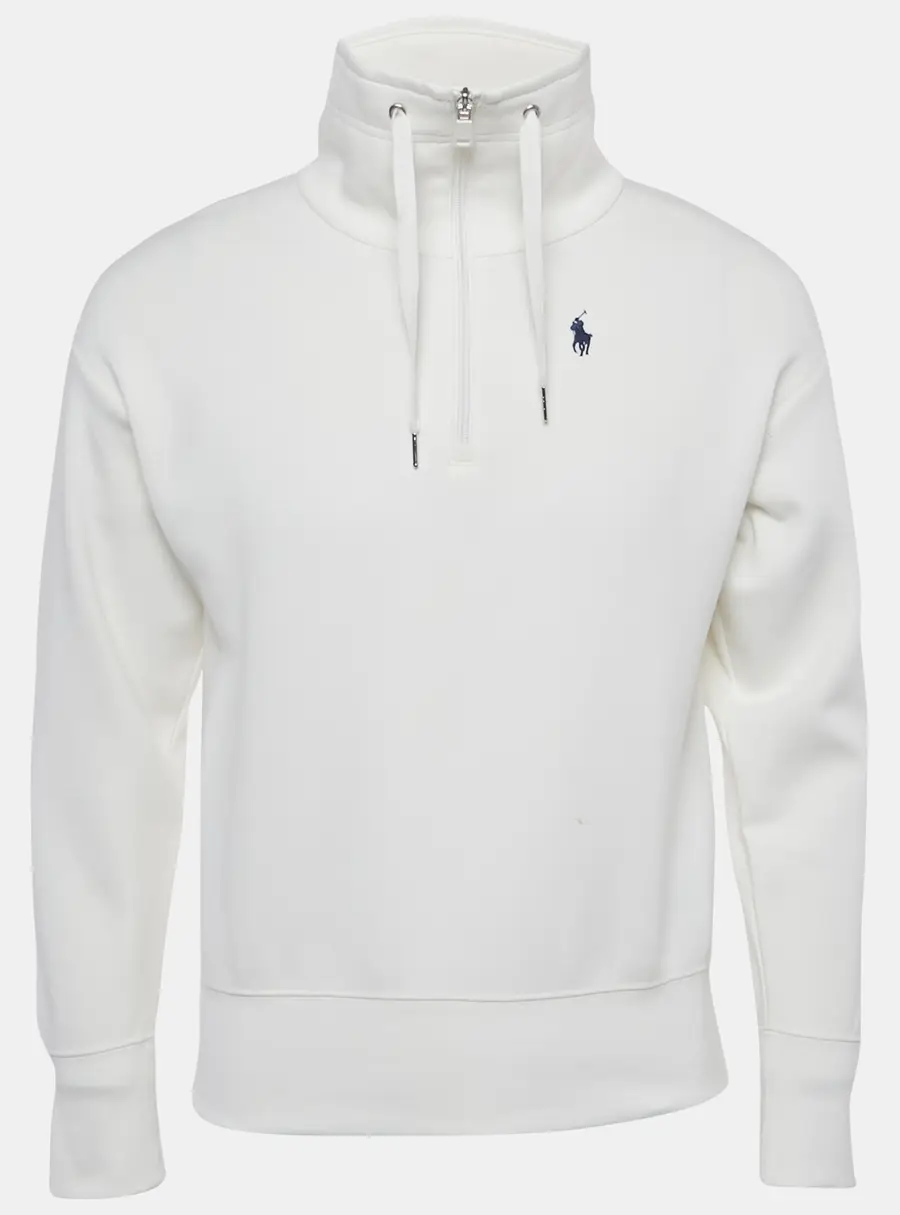 Polo Ralph Lauren White Cotton Zip-Up Sweatshirt XXS