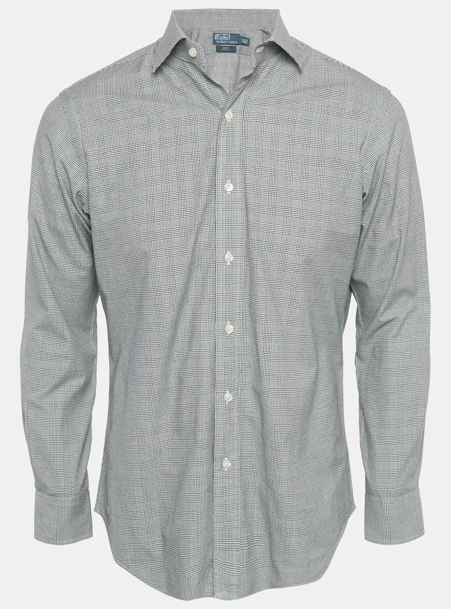 Polo Ralph Lauren Black /White Checkered Cotton Regent Custom Fit Shirt S