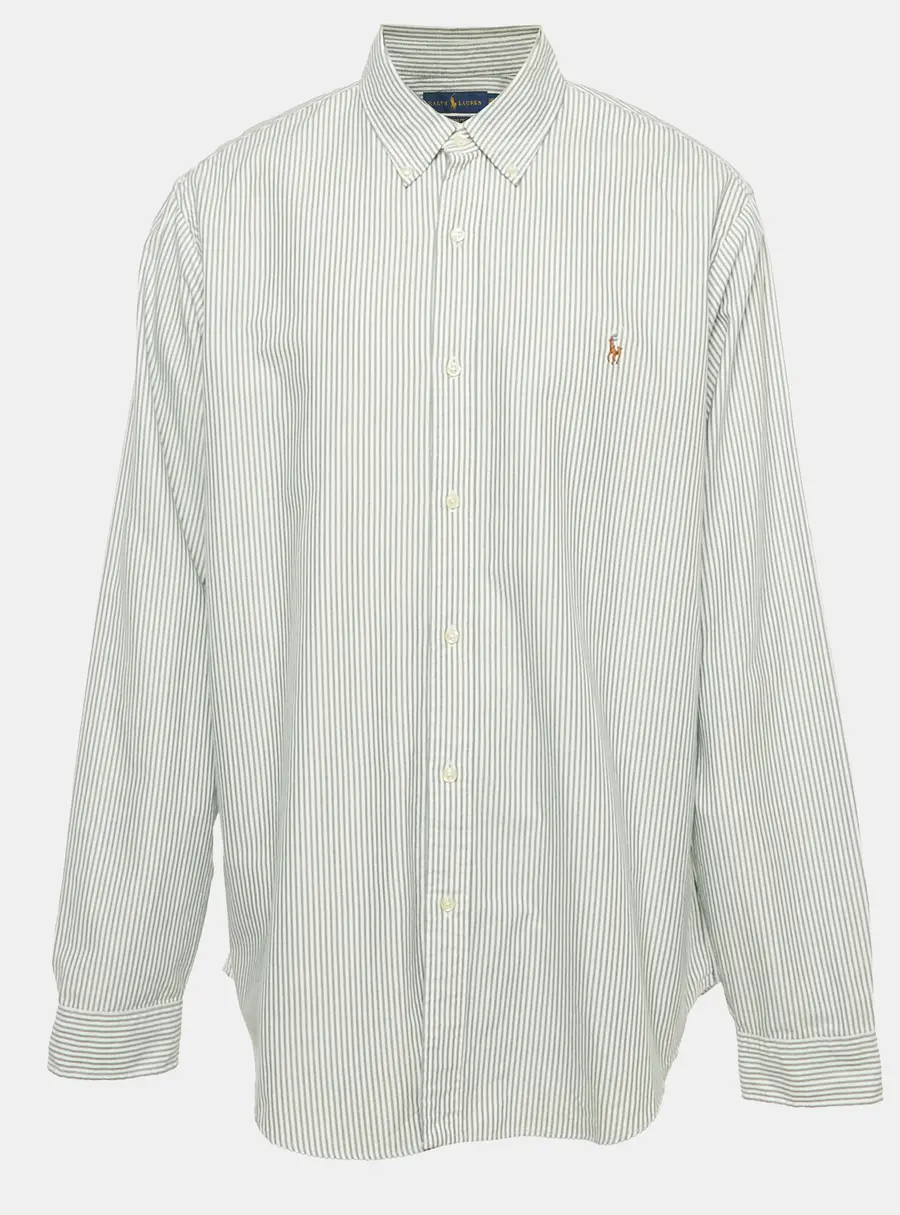 Ralph Lauren Green/White Striped Cotton Classic Fit Shirt XXL
