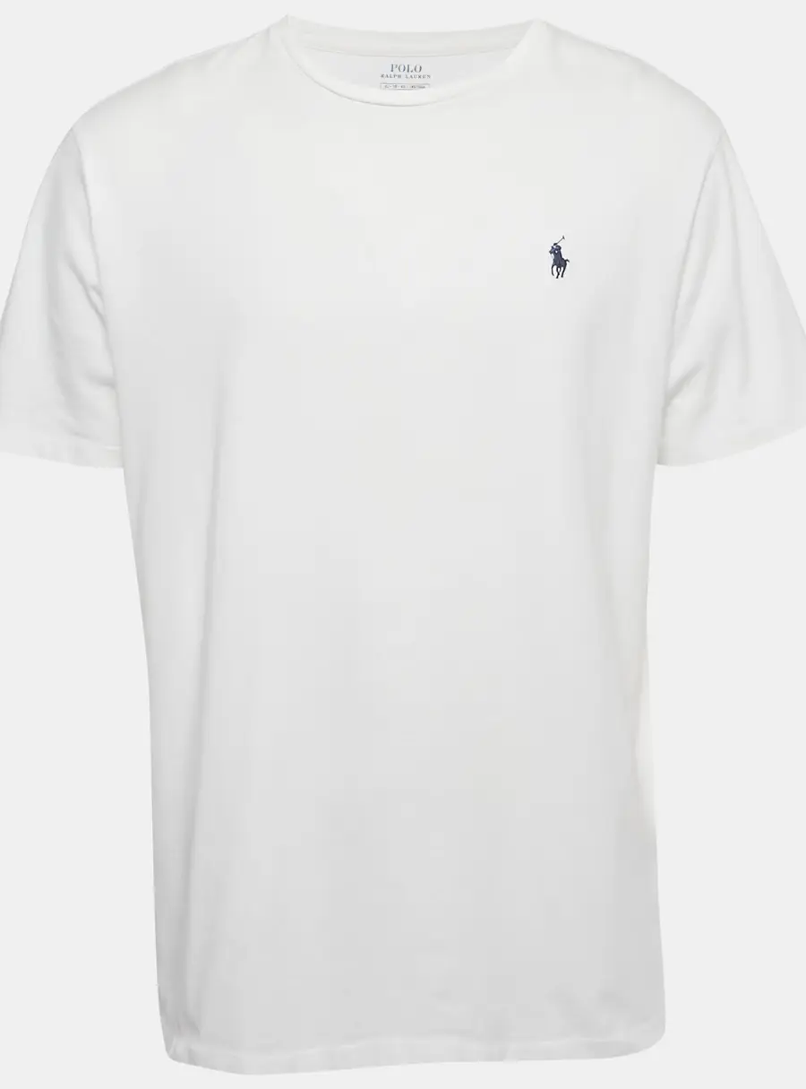 Polo Ralph Lauren White Logo Embroidered Cotton Crewneck T-Shirt XL
