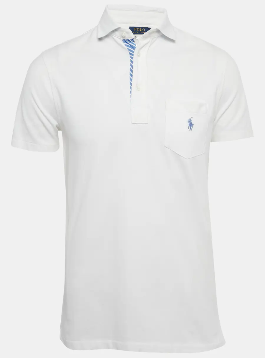 Polo Ralph Lauren White Cotton Custom Slim Fit Polo T-Shirt S
