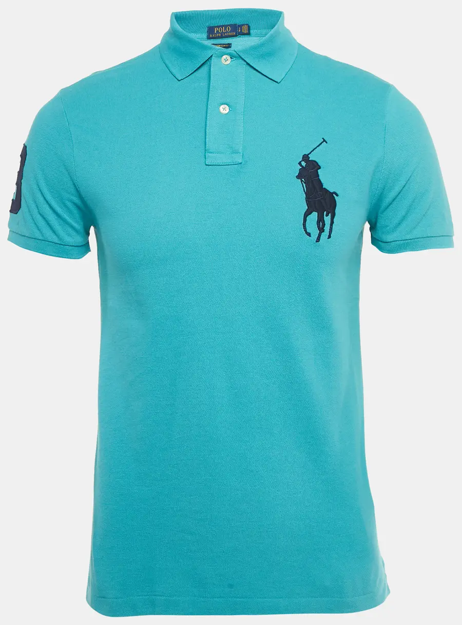 Polo Ralph Lauren Blue Logo Embroidered Cotton Polo T-Shirt S