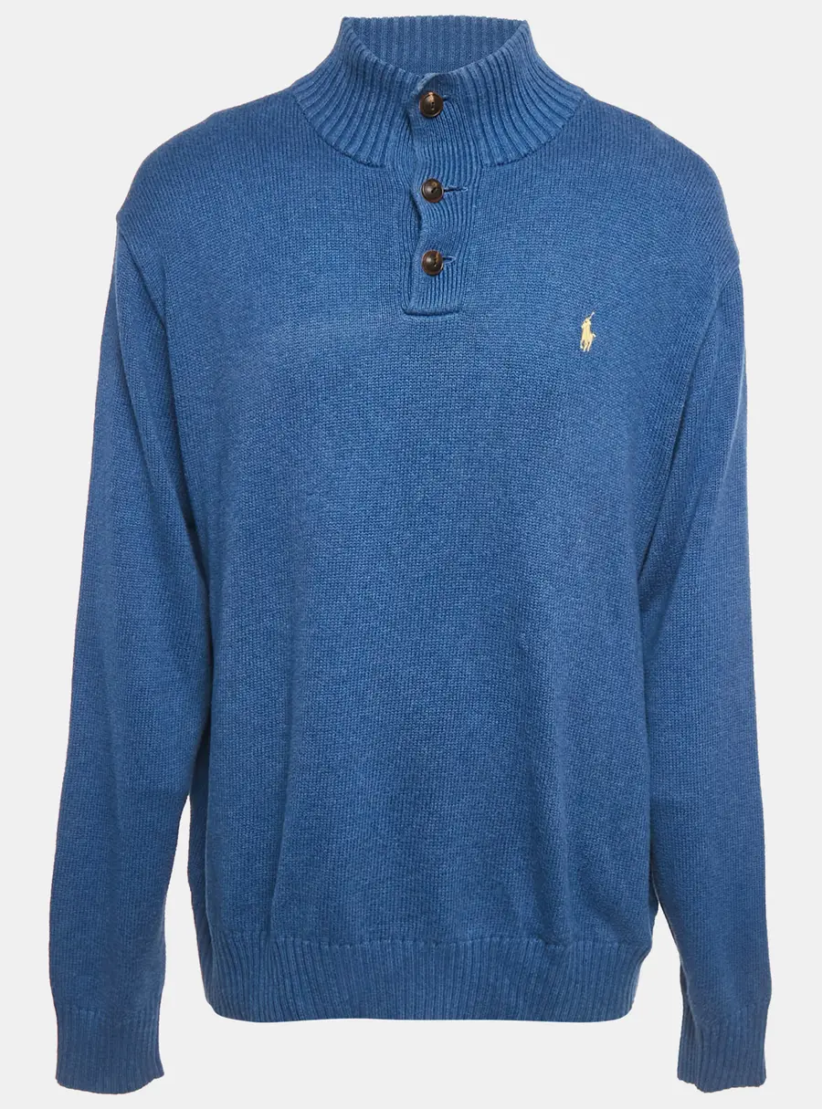 Polo Ralph Lauren Blue Wool Rib Knit Sweater XXL