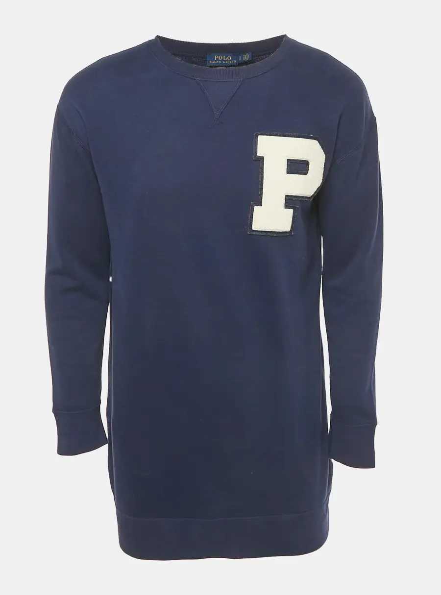 Polo Ralph Lauren Navy Blue Knit "P" Patch Letterman Jumper S