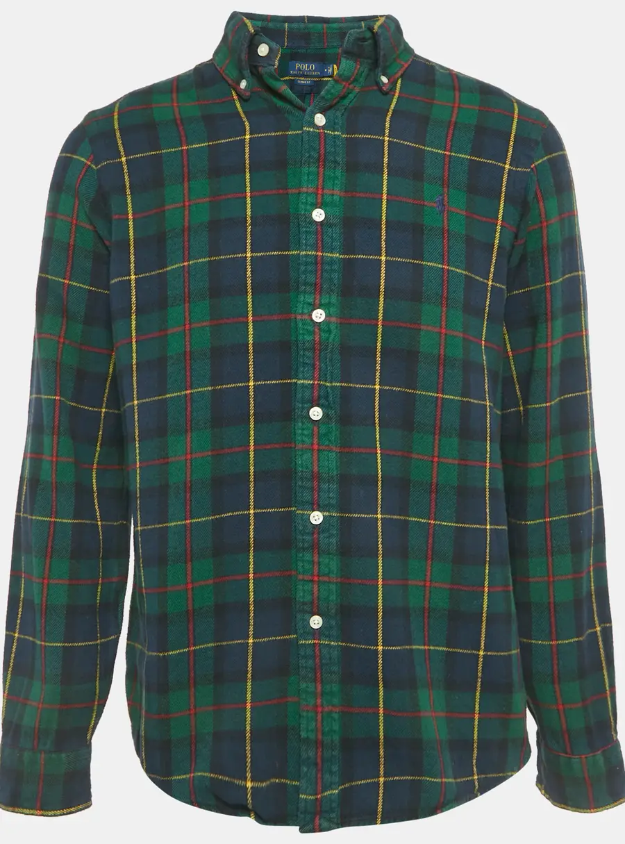 Polo Ralph Lauren Green Tartan Cotton Long Sleeve Shirt M