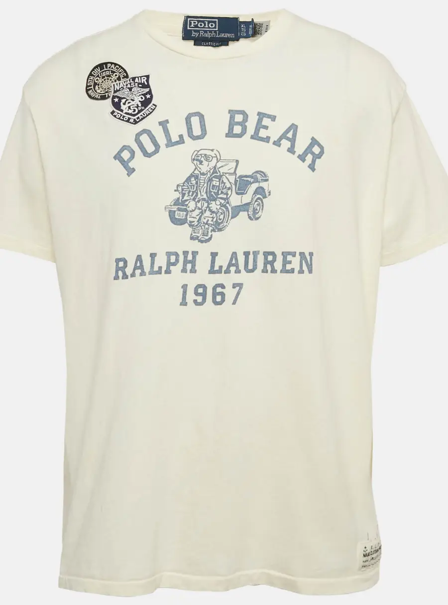 Polo Ralph Lauren Cream Print Cotton Crew Neck T-Shirt XL