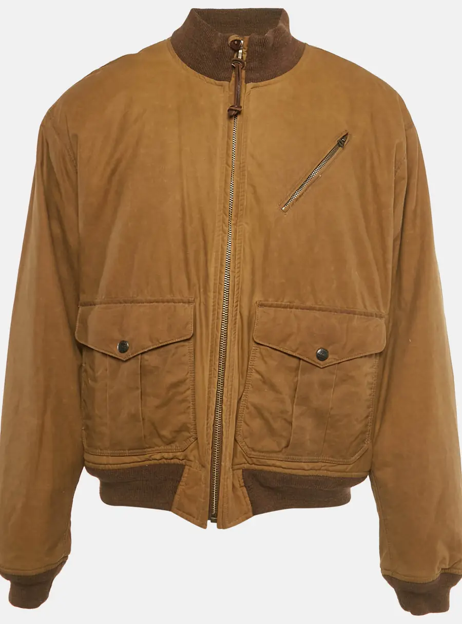 Polo Ralph Lauren Brown Cotton Zip Front Jacket XXL