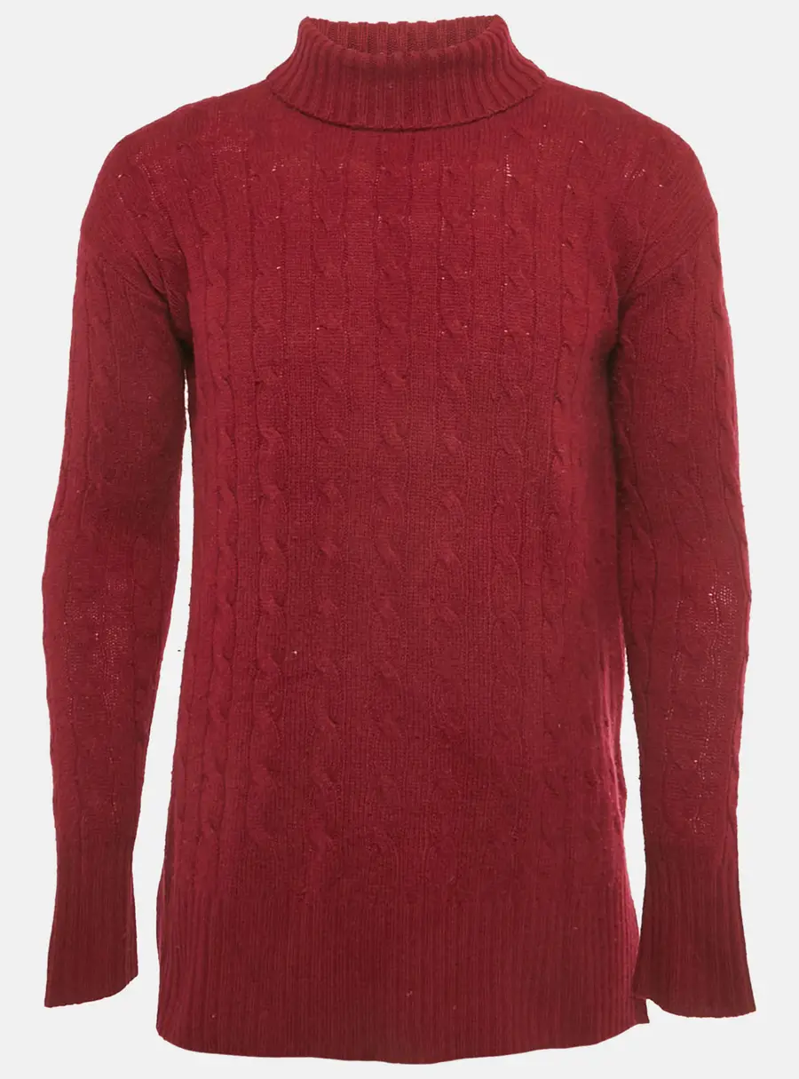 Polo Ralph Lauren Burgundy Cable Knit Turtle Neck Sweater XS