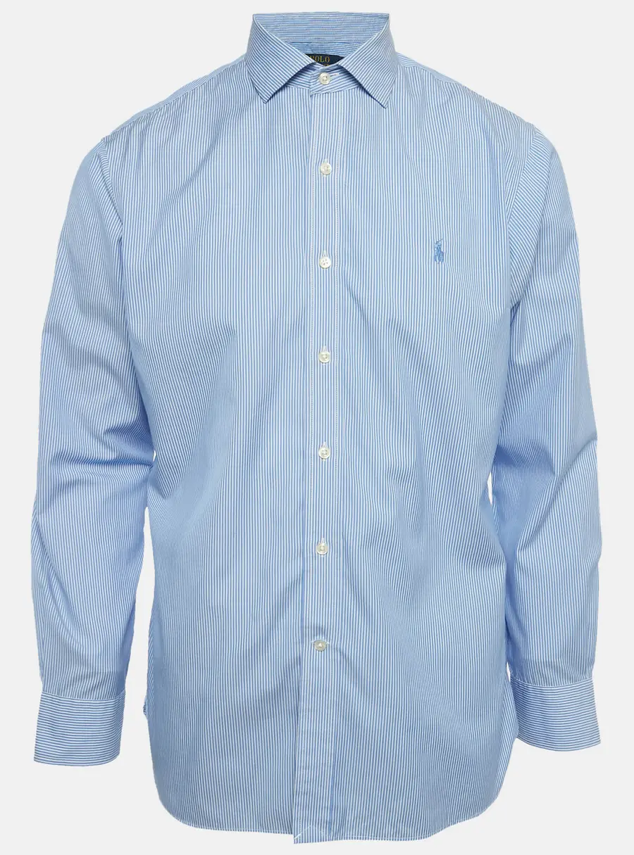 Polo Ralph Lauren Blue Striped Cotton Slim Fit Shirt L