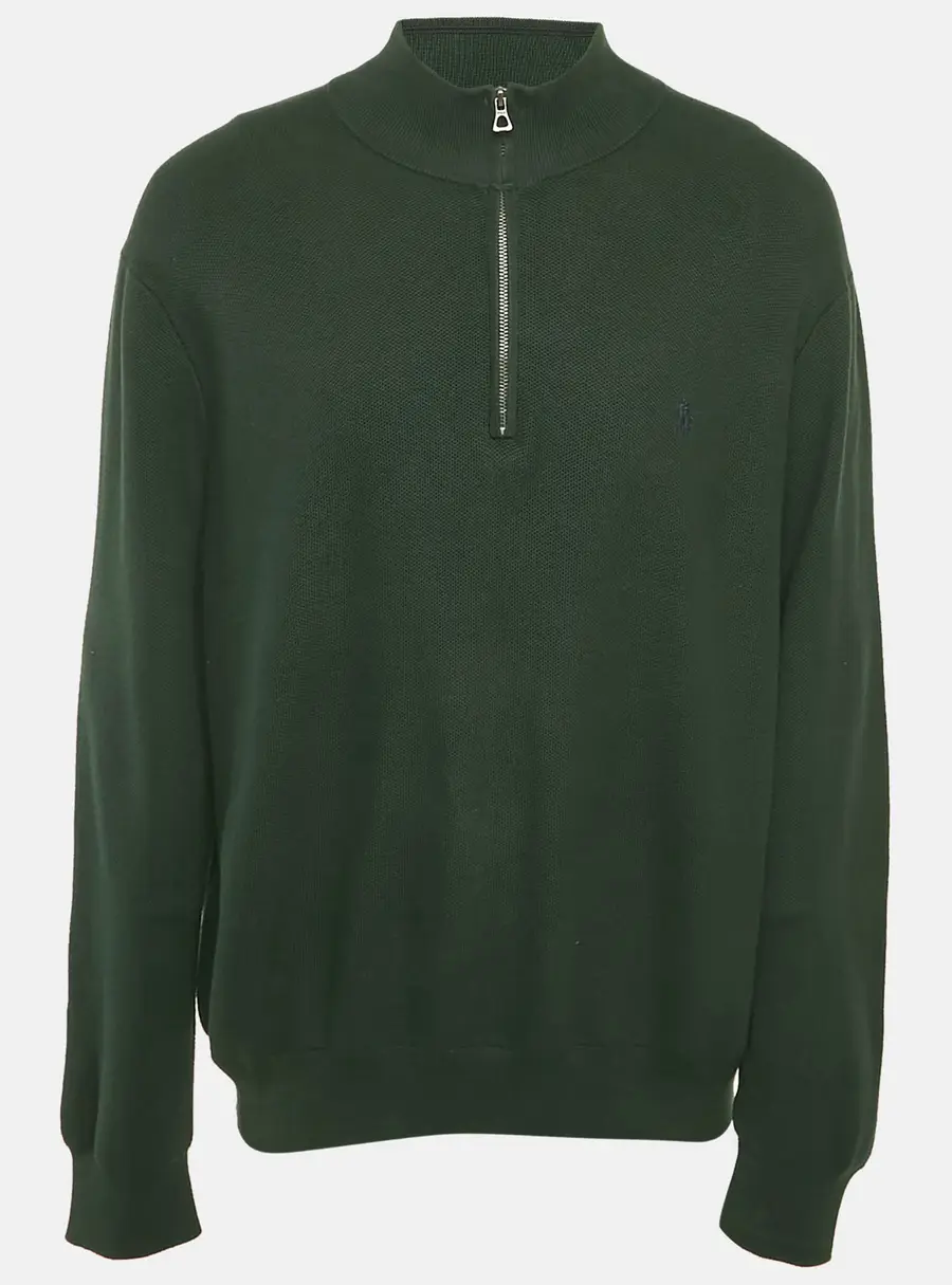 Polo Ralph Lauren Green Cotton Knit Half Zip Sweatshirt XXL