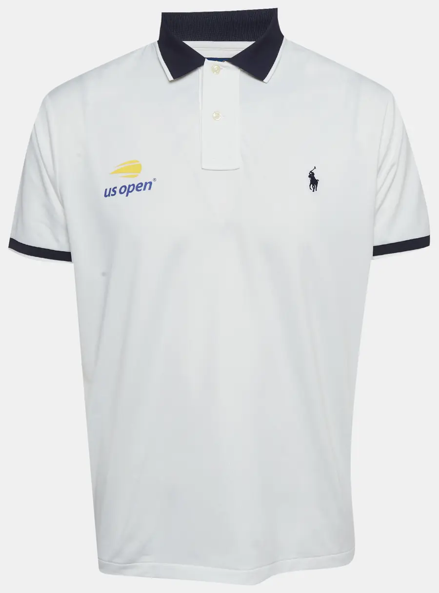 Polo Ralph Lauren White Jersey US Open Slim Fit Polo T-Shirt L