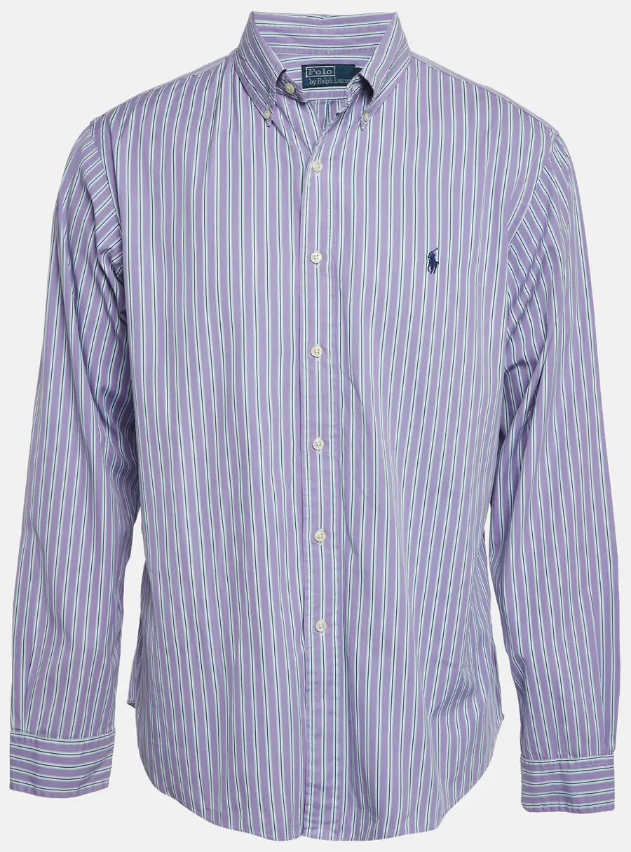 Polo Ralph Lauren Blue Striped Cotton Button Front Shirt XXL