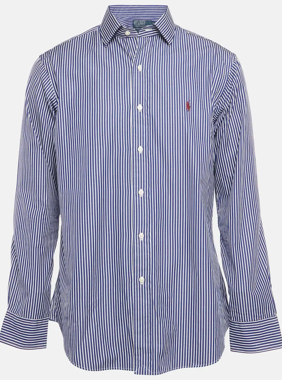 Polo Ralph Lauren Blue Striped Cotton Custom Fit Shirt XL