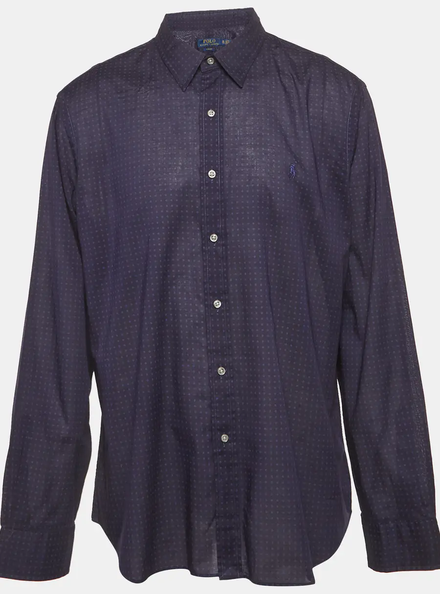 Polo Ralph Lauren Blue Printed Cotton Slim Fit Shirt XXL