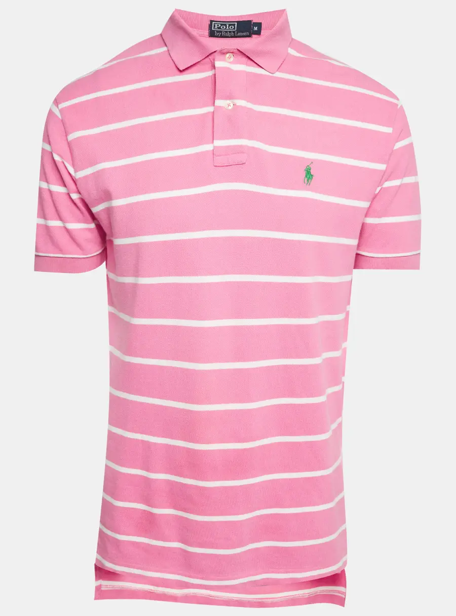 Polo Ralph Lauren Pink Striped Jersey Polo T-Shirt M