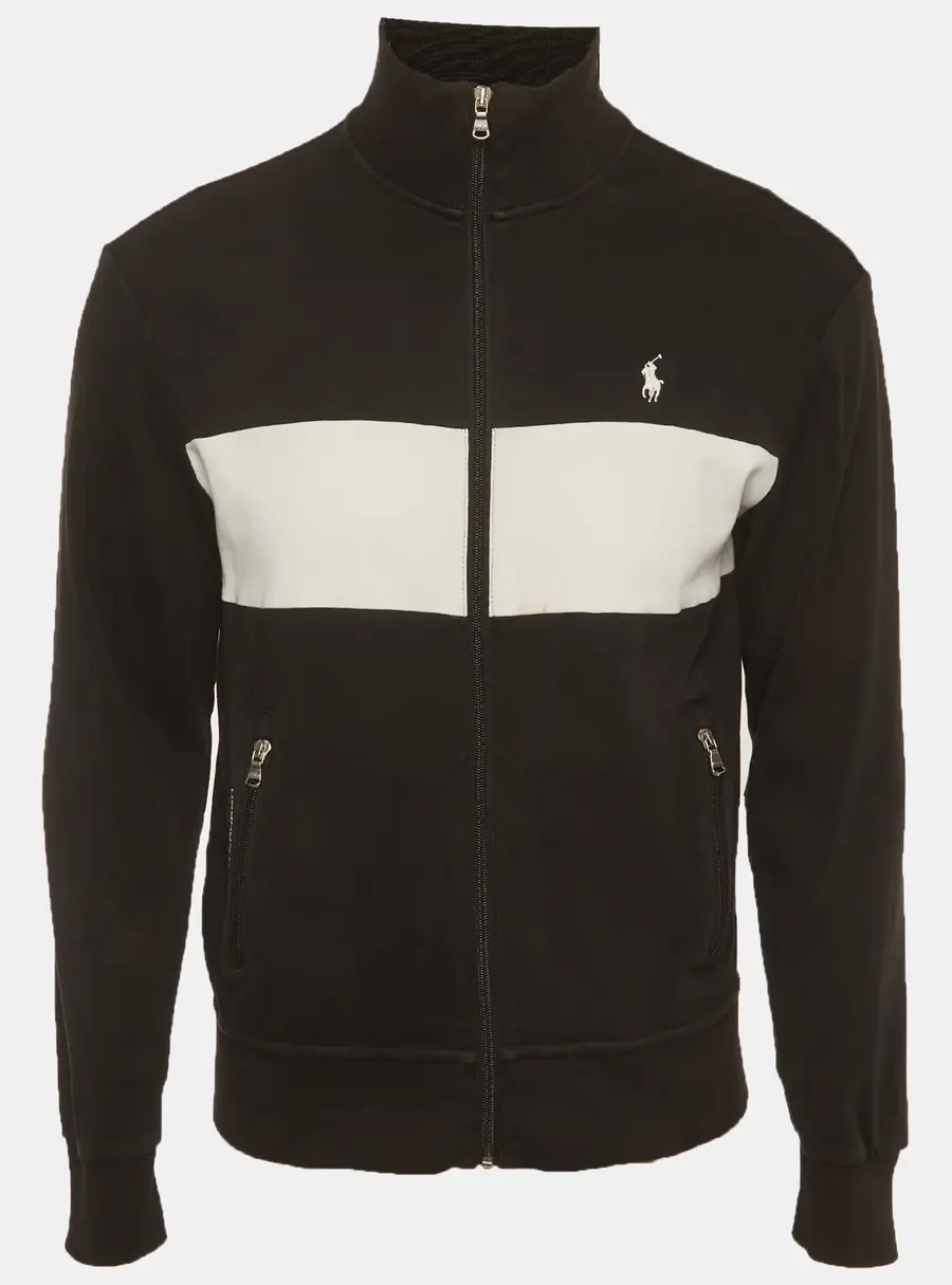 Polo Ralph Lauren Performance Black Cotton Knit Full Zip Jacket S