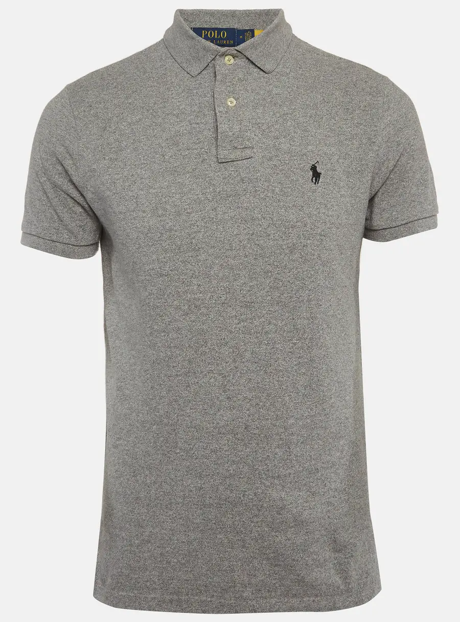 Polo Ralph Lauren Grey Pique Custom Fit Polo T-Shirt M