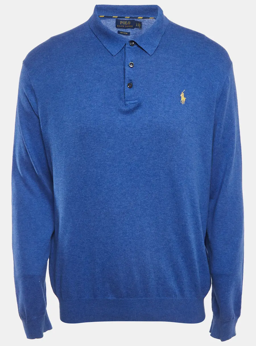 Polo Ralph Lauren Blue Cotton Knit Long Sleeve Pullover L