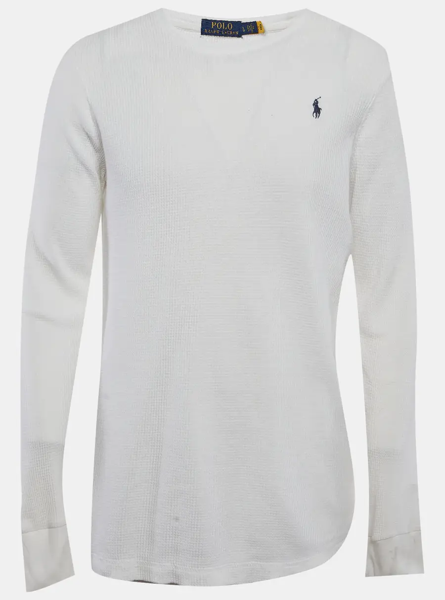 Polo Ralph Lauren White Cotton Knit Crew Neck Pullover L