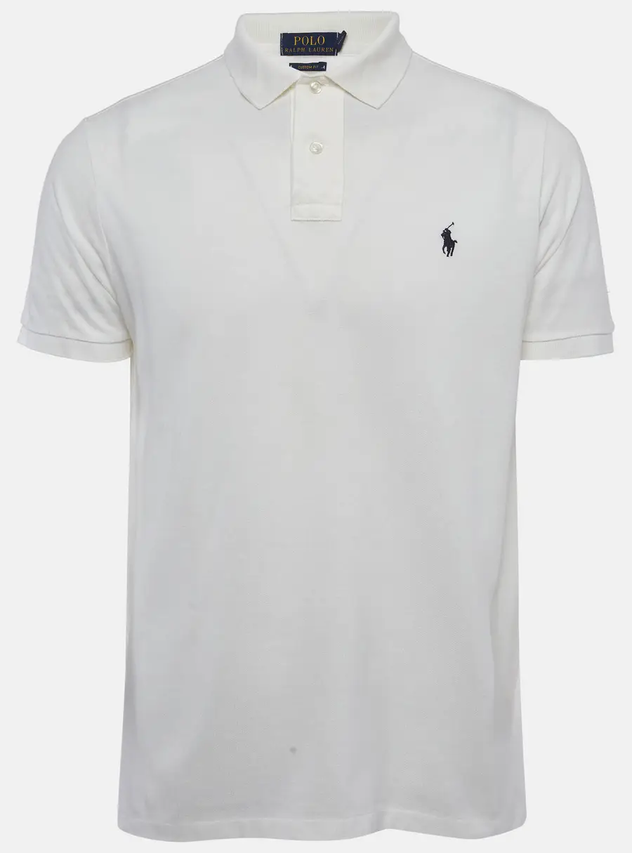 Polo Ralph Lauren White Cotton Pique Polo T-Shirt L