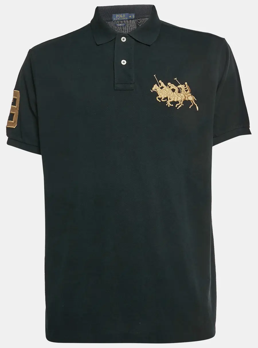 Polo Ralph Lauren Black Cotton Pique Custom Fit Polo T-Shirt XL