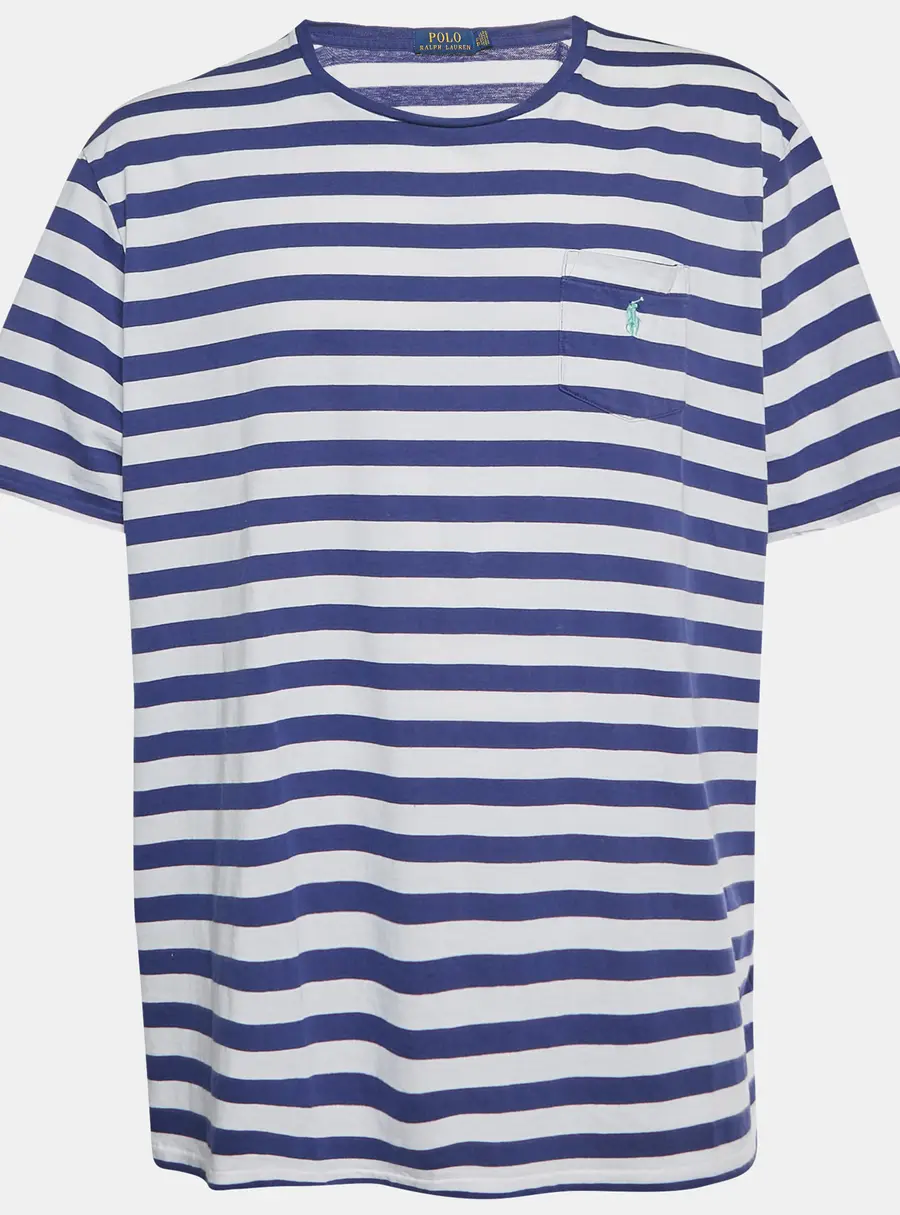 Polo Ralph Lauren White/Purple Striped Jersey Crewneck T-Shirt XXL